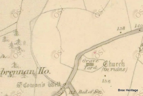 Possible enclosure on 1st edition O.S. Mapping (c.1841) (image © O.S.I.)